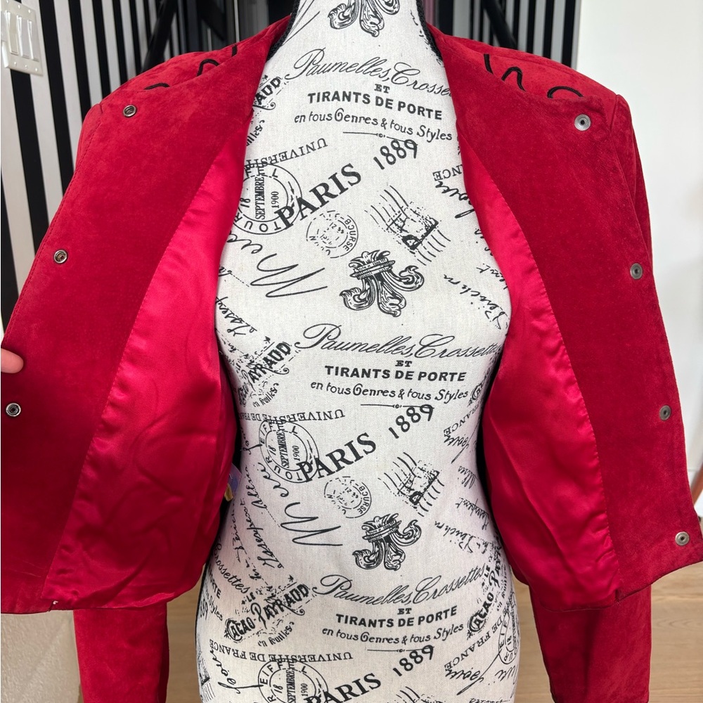 Genuine Danier - Red Women's Blazer with Black Embroidery - Picture 2 of 5